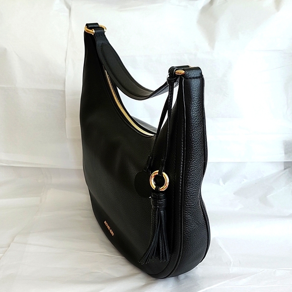 NWT MICHAEL KORS Classic Lydia Large Pebbled Leather Black Hobo Shoulder Bag - Picture 5 of 13